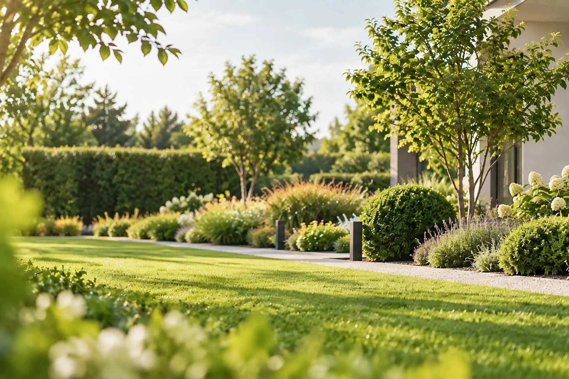Hausmeisterei und Gartenpflege Kröhl - – in München und rund um den Ebersberger Forst. Zuverlässig für Haus, Hof und Garten. Gepflegte Grünfläche in Wohnanalge mit Mehrfamilienhäusern -Grünflächen in Bestform Regelmäßige Pflege von Rasenflächen, Hecken, Sträuchern und Beeten für dauerhaft gepflegte Außenanlagen.